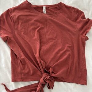 lululemon athletica Rust Tie-Front Short Sleeve Top
